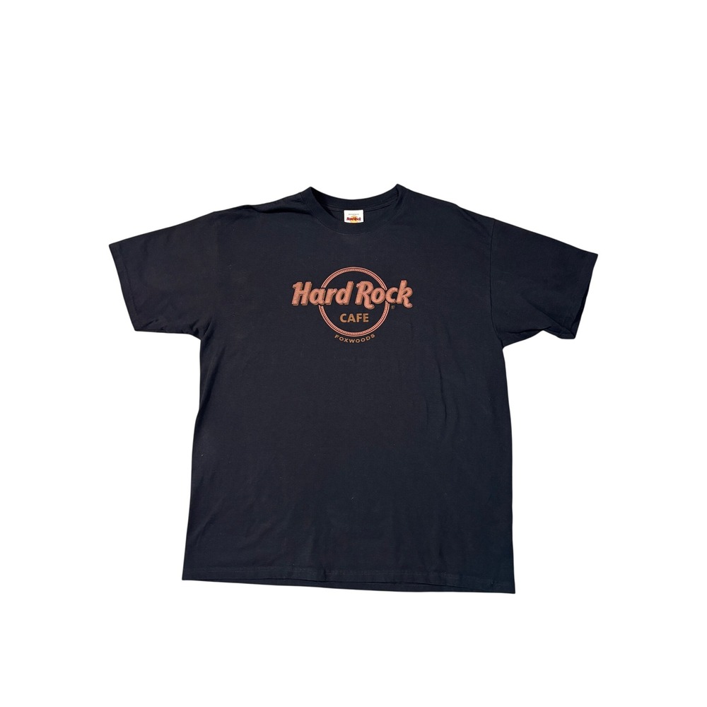 Hard Rock Cafe Mens T-Shirt XL Black Foxwoods Graphic Cotton Retro Souvenir